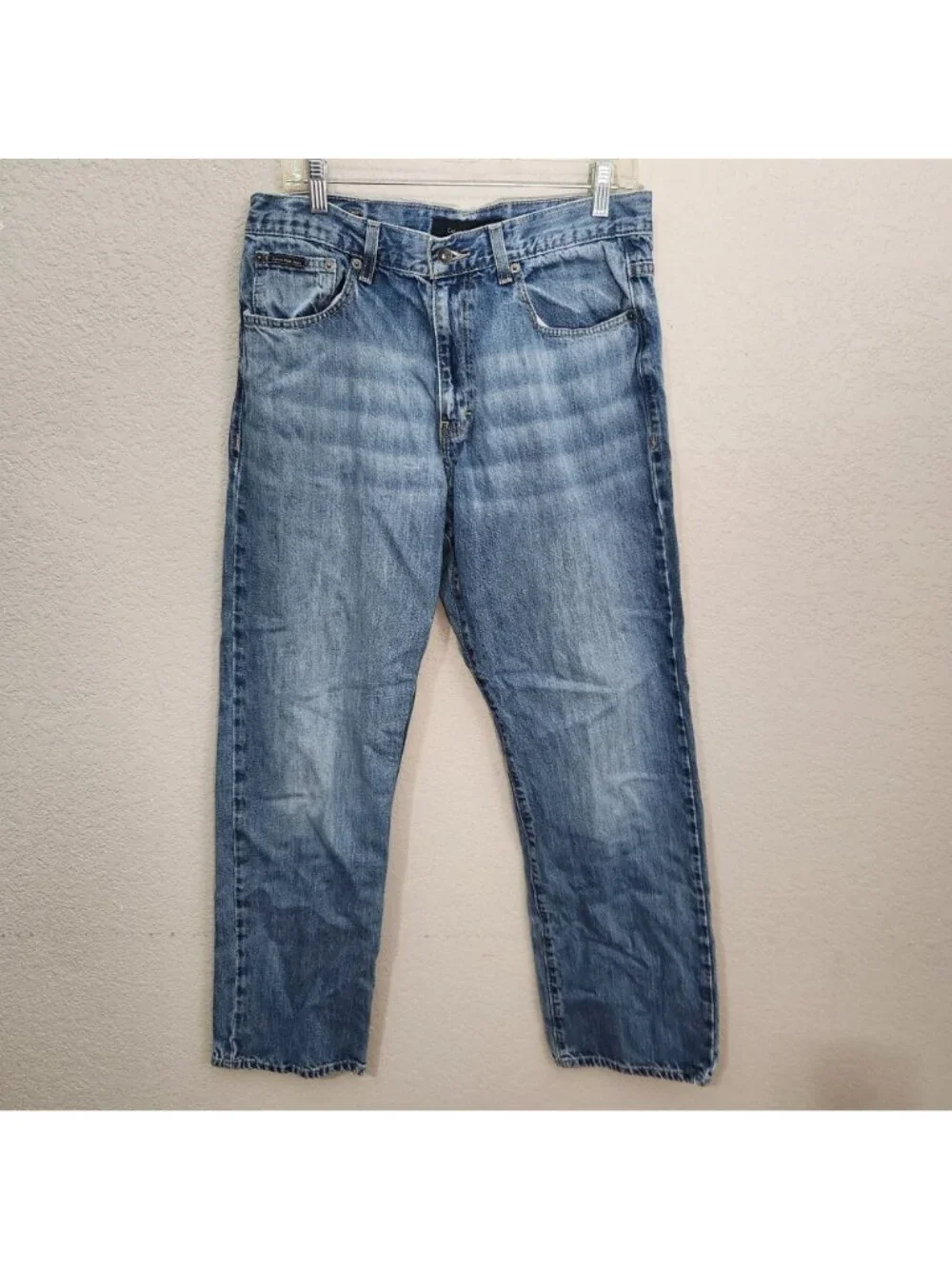 Calvin Klein Mens Blue Jeans Size 34 Relaxed Fit Straight Leg Denim